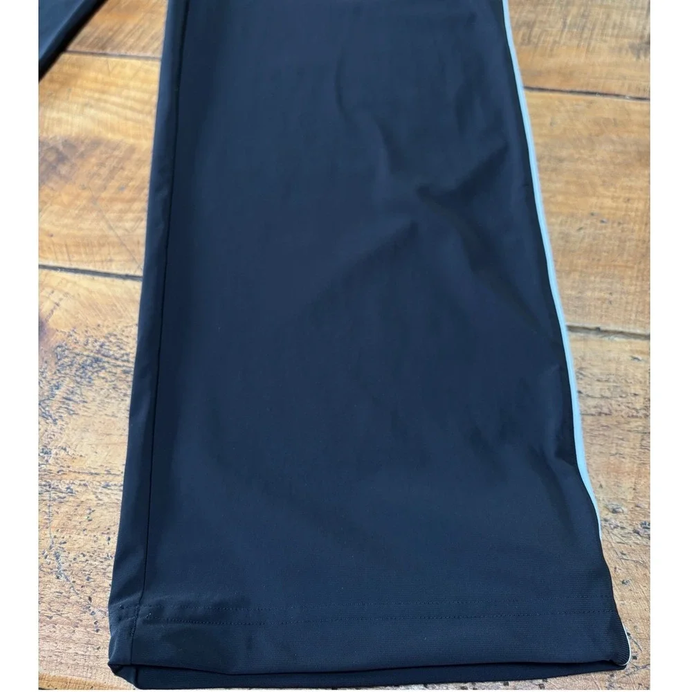 Gymshark Mens Black Oversized Fit Contrast Straight Leg Pants Stripe Stretch M